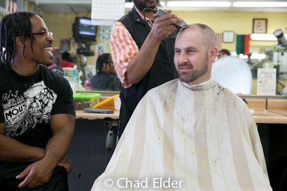 Daniel in his local barber shop in South Central.