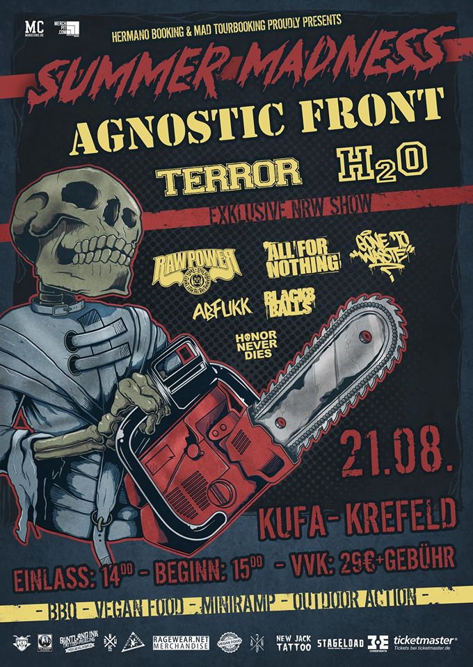 SUMMER MADNESS mit Agnostic Front, Terror, H2O uvm. AWAY FROM LIFE